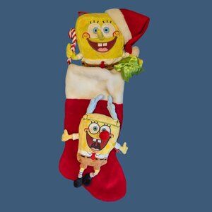 🧽 Spongebob Squarepants Christmas Lot – Stocking Plush + Ty Beanie w/ Tag